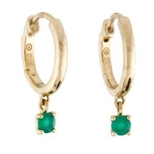 Mejuri Gold Hoop Earrings 18k Vermeil with Green Chalcedony